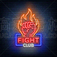分离着色,夜总会,品牌名称,霓虹灯,拳头,力量,打斗,复古