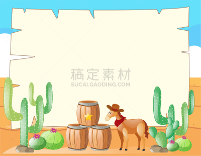 模板,马,田地,边框,创造力,自然,文字,大桶,仙人掌,动物