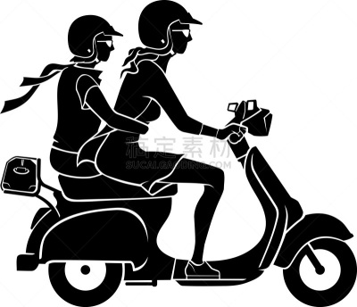 女性,小型摩托车,背面视角,女儿,旅途,车轮,背景分离,安全帽,女人,拿着