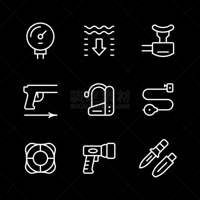 计算机图标,线条,深的,压力,运动,浮标,设备用品,布置,潜水,兴奋