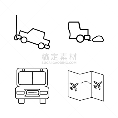 直的,图标集,巴士,排气管,矢量,汽车,标志,石洞壁画,拖运卡车,运输