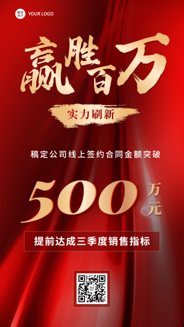 企业商务业绩喜报手机海报预览效果