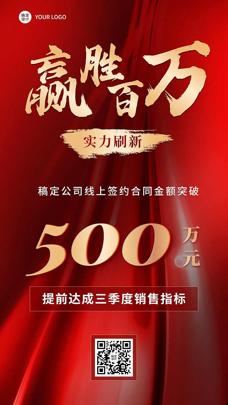 企业商务业绩喜报手机海报