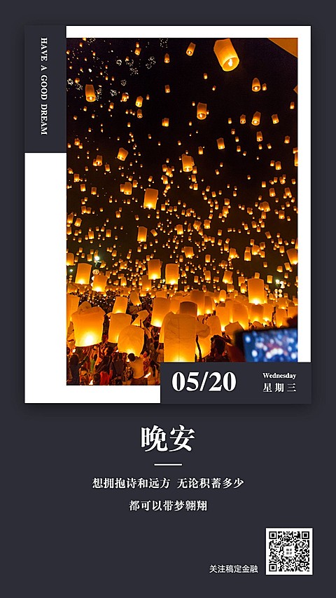 金融保险晚安拥抱诗和远方日签问候海报