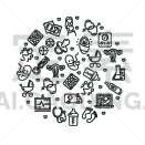 模板,细的,圆形,概念,矢量,标志,线图标,超声波,商务