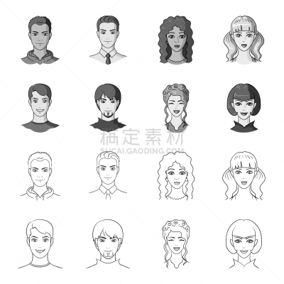 看,人的脸部,青年人,个性,分离着色,轮廓,人,男人,显现,收集