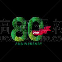 周年纪念,模板,数字80,白色,红色,黑色,黄金,闪亮的,设计,庆祝