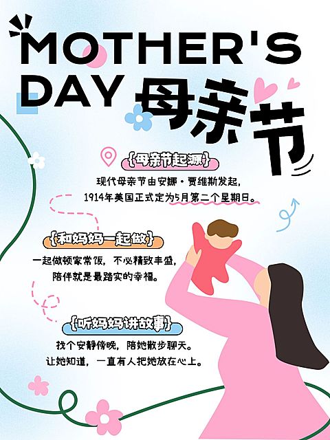 母亲节节日科普通用温馨感小红书配图