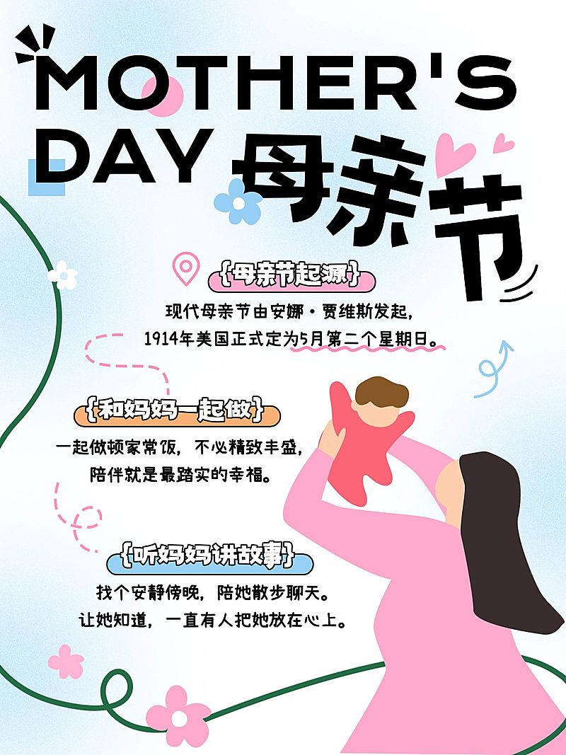 母亲节节日科普通用温馨感小红书配图