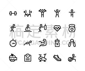 计算机图标,成一排,饮料,瑜伽,拳击,短跑,男人,食品,损失,锻炼