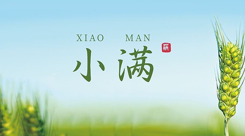 小满节气祝福问候实景横版海报