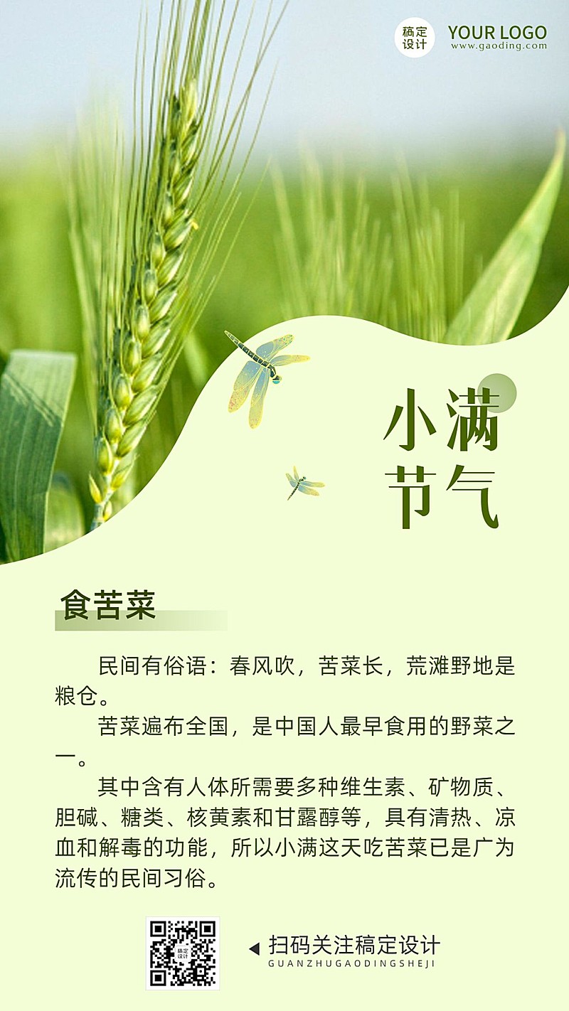 小满节气科普饮食习惯排版手机海报