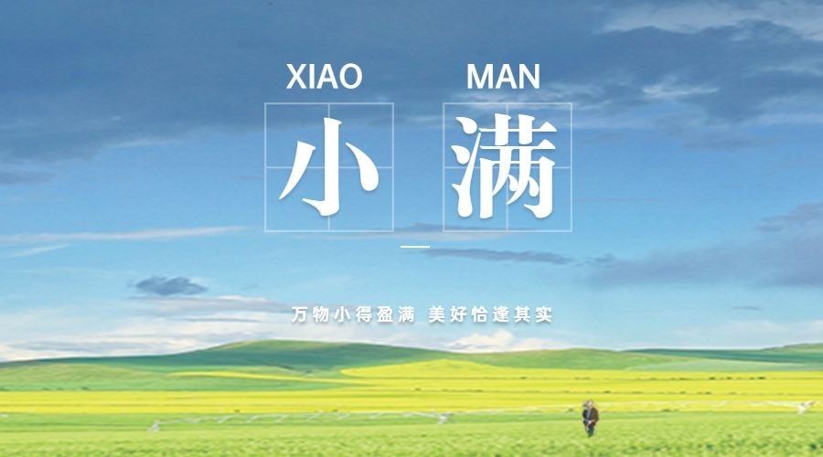 小满节气祝福问候手绘横版海报预览效果