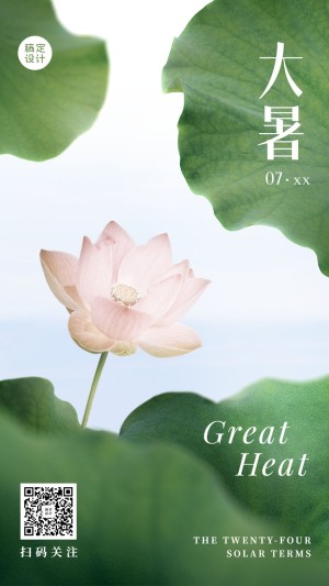 大暑节气问候实景图框手机海报