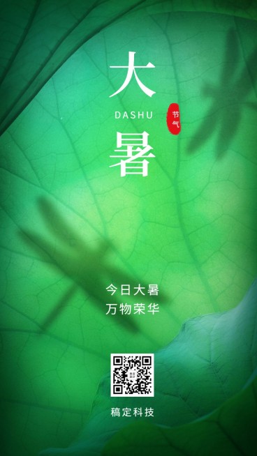 大暑节气祝福实景手机海报预览效果