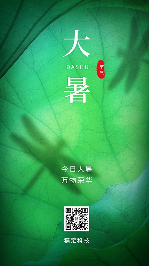 大暑节气祝福实景手机海报