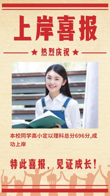 复古喜庆高考成绩海报预览效果