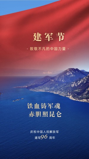 建军节节日祝福合成手机海报