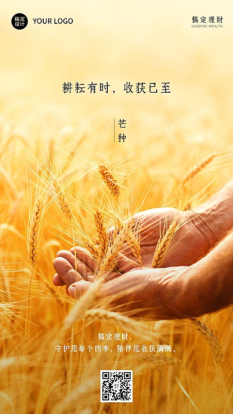 芒种金融保险节气祝福实景海报