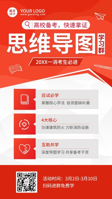 职业培训思维导图技能提升课程海报预览效果