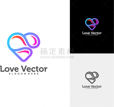 love heart creative logo concepts abstract