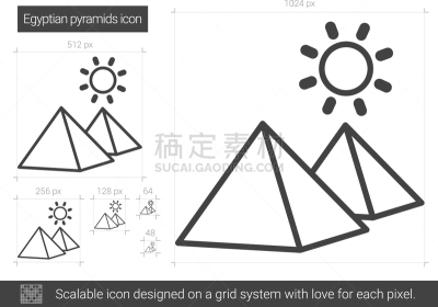 吉萨金字塔群,线条,计算机图标,轮廓,旅途,名声,考古学,非凡的,图像