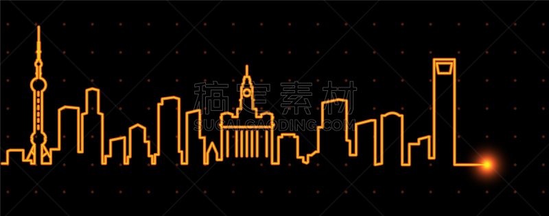城市天际线,上海,亚洲,事件,心电图,热情,矢量,点燃,剪影