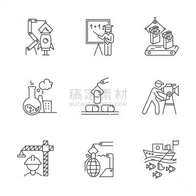 绘画插图,符号,轮廓,武器,建筑业,矢量,化学制品,细的,教育,钓鱼