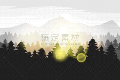 背景,山,森林,松木,地形,户外,绿色,木制,早晨,冒险