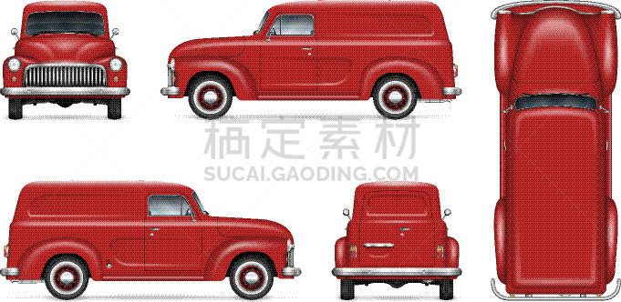 红色,古老的,轻蔑的,面包车,柴油机,汽车,皮卡车,模板,古董,屋顶