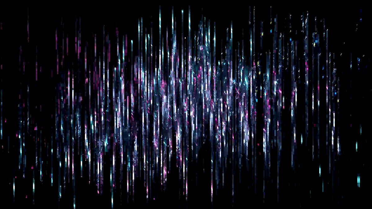 3d render, abstract digital background, vertical lines, rain, sparkling  backdrop, noise, equalizer, spectrum