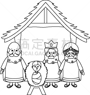 耶稣降生,动画片,传统,家庭,白茄子,Balthazaar,景象,剪影