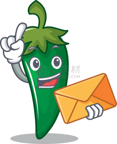 信封,性格,绿色,卡通,辣椒,有机食品,自然,热,清新,烹调