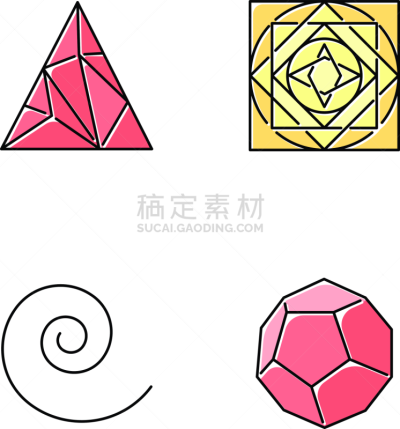 方形画幅,绘画插图,圆形,十二面体,三角形,矢量,抽象,漩涡形,充满,弯曲