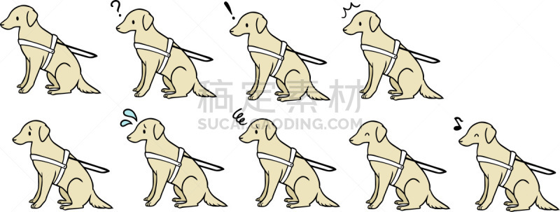 狗,矢量,绘画插图,家庭护理,助听器,背景分离,哺乳纲,导盲犬,动物,能力缺陷者
