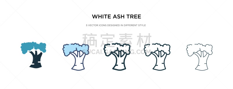 white ash tree icon in different style two