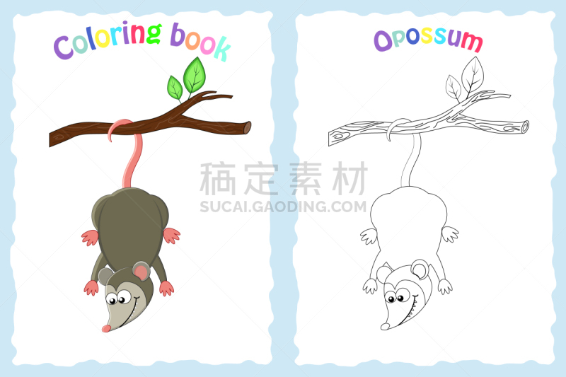 图画书页,儿童,幼儿园,可爱的,野生动物,哺乳纲,小的,动物,着色,微笑