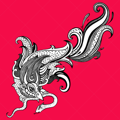 大鹏金翅鸟迦楼罗,动物手,亚洲,书,华丽的,幻想,图像,绘制,弯曲,装饰