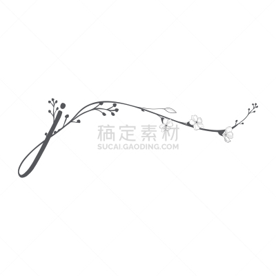 品牌名称,印有花压字品牌,动物手,英文字母J,华丽的,请柬,有叶的,绘制,花,问候
