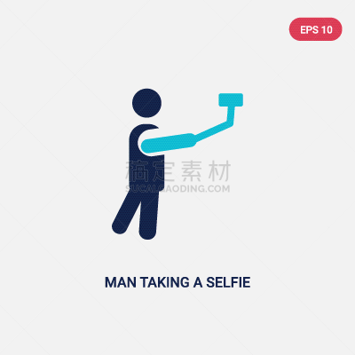 男人,自拍,彩色图片,两个物体,计算机图标,分离着色,人,相机,肖像,取得