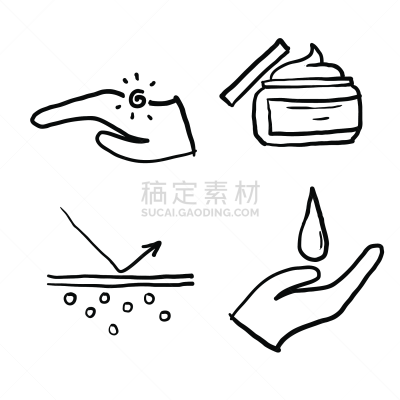 手,计算机图标,健康保健,矢量,乱画,防晒霜,线条,皮肤,保护,美容
