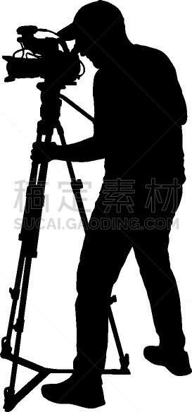 白色,电影摄影师,电视摄像机,新闻记者,分离着色,传媒,人,三脚架,男人,剪影