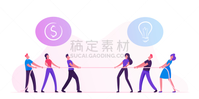 绳子,绘画插图,反差,商务人士,男商人,女商人,人的头部,矢量,争论,拉