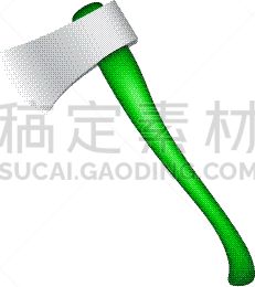 斧,木制,绿色,把手,式样,过时的,分离着色,白色,柴火,白色背景