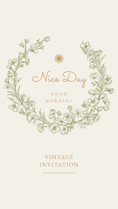 花朵复古清新邀请函AIGC