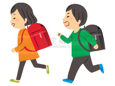 小学,绘画插图,一对,可爱的,人际关系,长袖衫,6岁到7岁,儿童,户外,日本