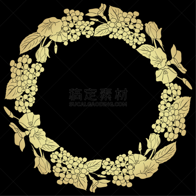 黄金,符号,花环,花,玫瑰,边框,式样,模板,圆形,矢量