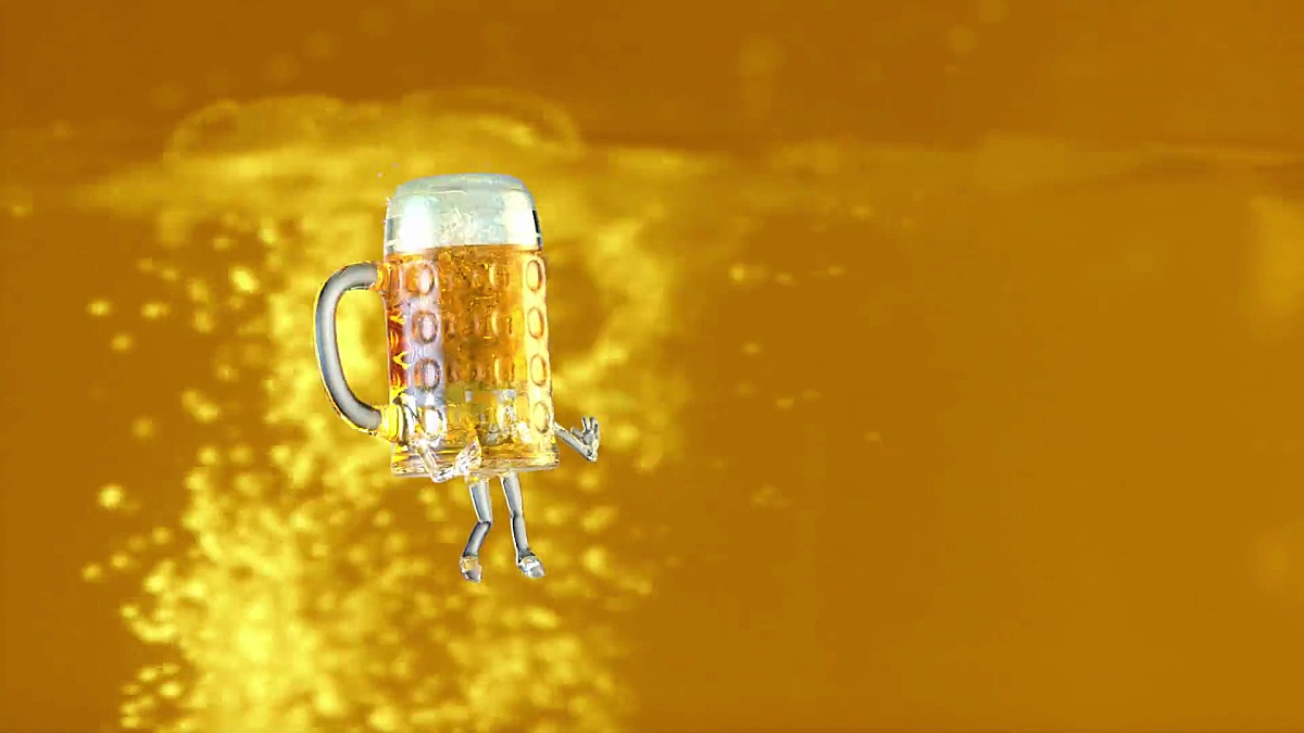 跳舞啤酒杯渲染3D