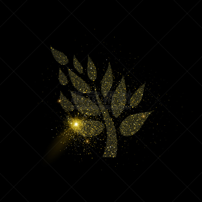 黄金,华贵,植物,夜晚,做,闪亮,树,剪影,写实,生长