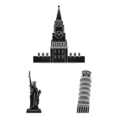 黑色,国际著名景点,分离着色,国内著名景点,奔萨,克里姆林宫,好奇心,图像,布置,收集